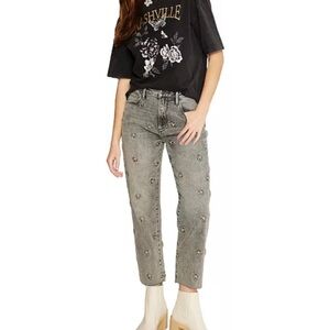 DRIFTWOOD Stone Gray Floral Cropped Jeans